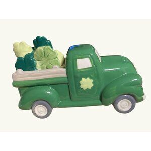 St. Patricks Day Ceramic Green Truck With Shamrocks By Kohls